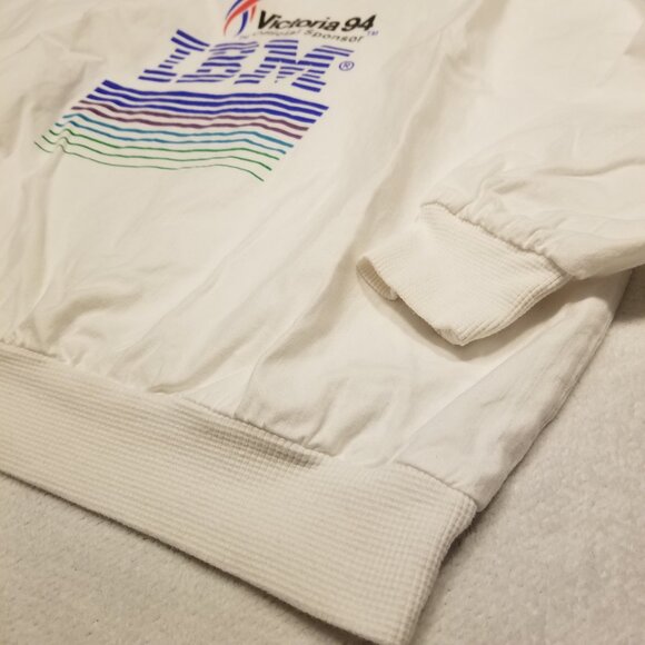 Vintage 90's White Collared Polo Sweater IBM Victoria 94 Wilson Sport Cotton L - Picture 5 of 14